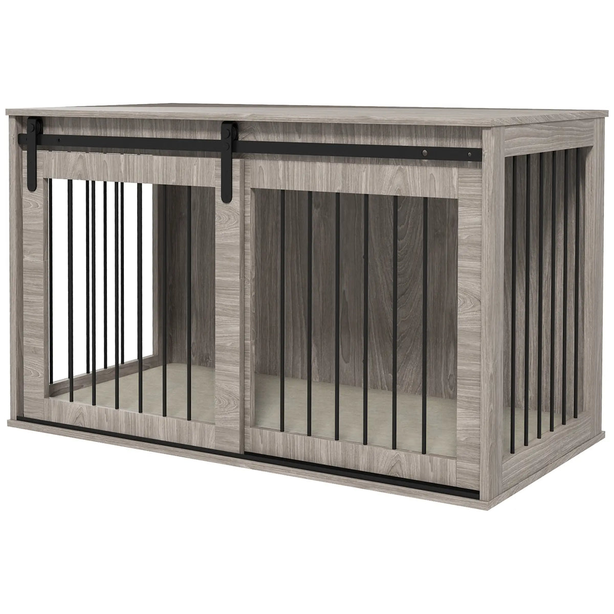PawHut XL Dog Crate Furniture with Removable Cushion – Walnut Brown