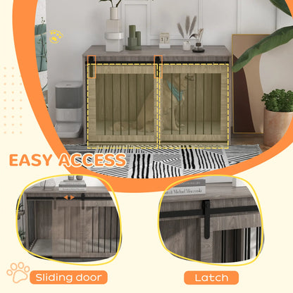 PawHut XL Dog Crate Furniture with Removable Cushion – Walnut Brown