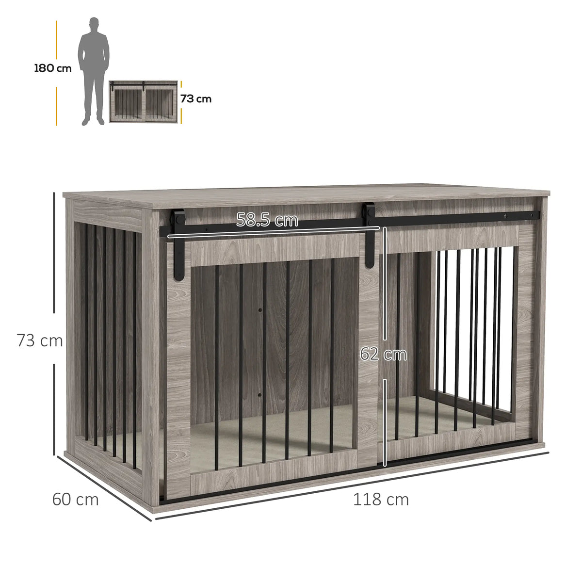 PawHut XL Dog Crate Furniture with Removable Cushion – Walnut Brown