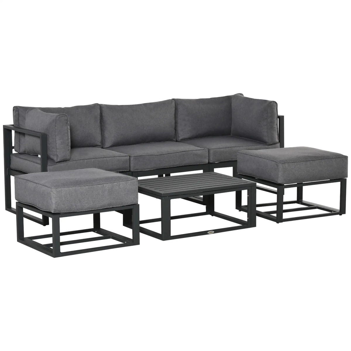 Outsunny 6 Piece Outdoor Garden Sofa Set with Coffee Table – Grey
