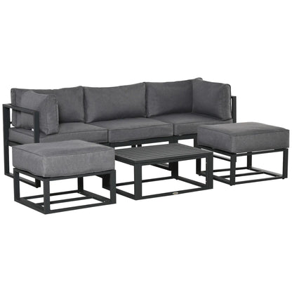Outsunny 6 Piece Outdoor Garden Sofa Set with Coffee Table – Grey