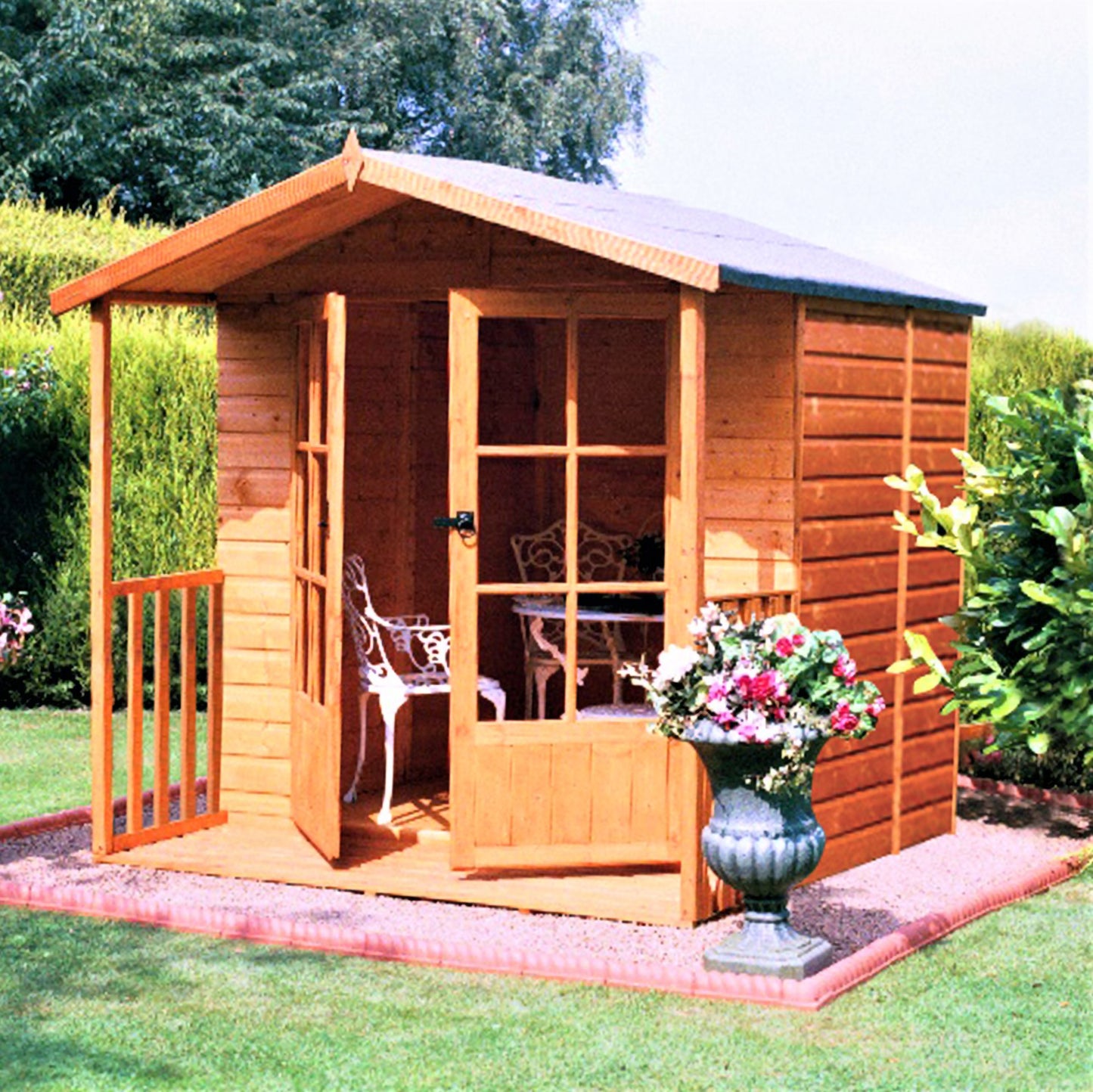 Shire 7x7 Alnwick Wooden Summerhouse with Veranda ALNW0707DSL-1AA