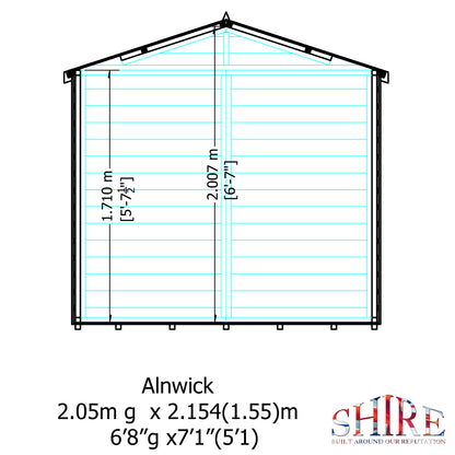 Shire 7x7 Alnwick Wooden Summerhouse with Veranda ALNW0707DSL-1AA
