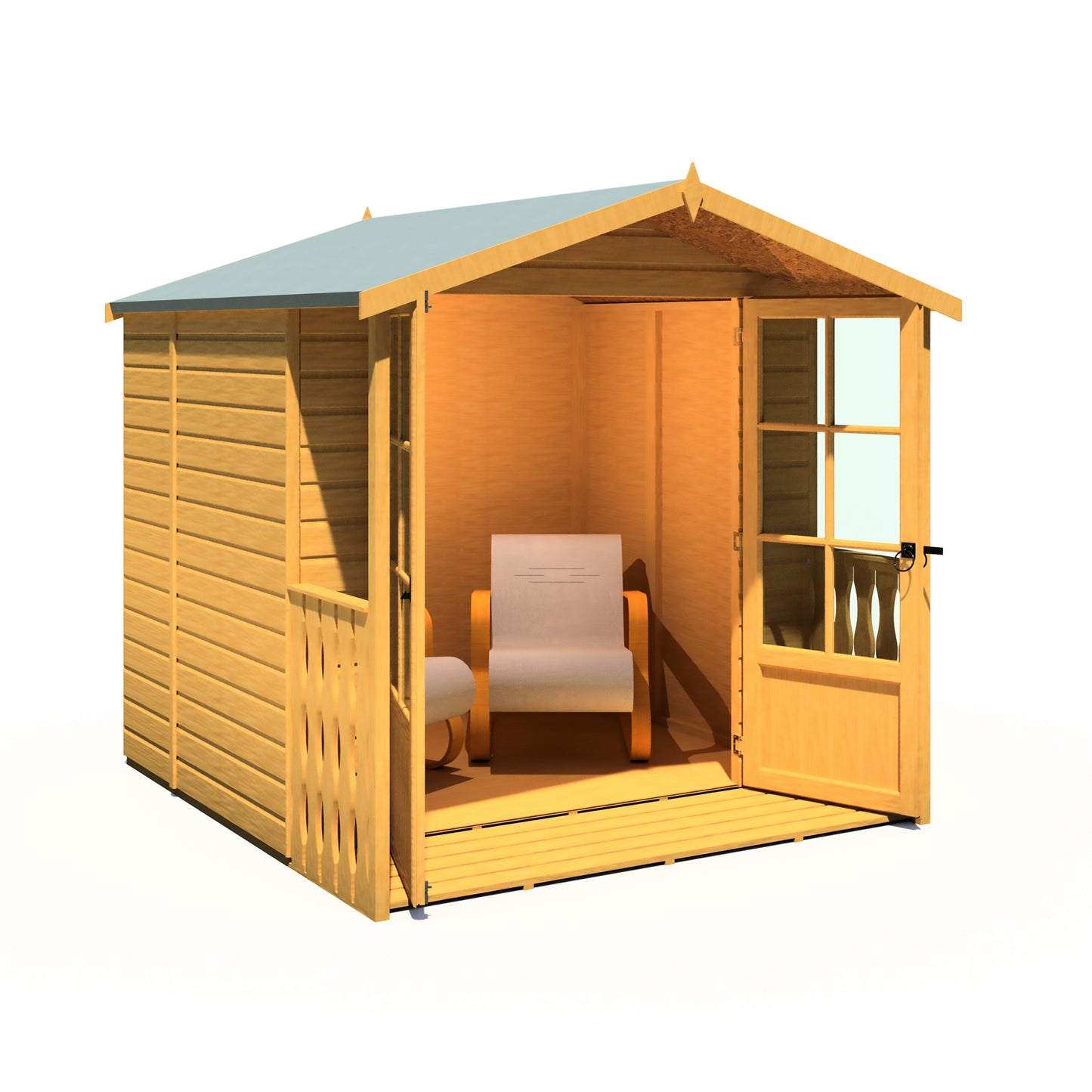 Shire 7x7 Alnwick Wooden Summerhouse with Veranda ALNW0707DSL-1AA