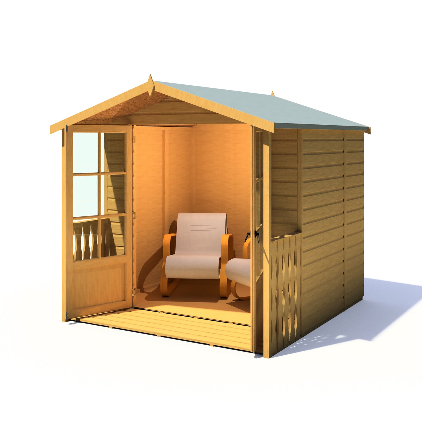 Shire 7x7 Alnwick Wooden Summerhouse with Veranda ALNW0707DSL-1AA