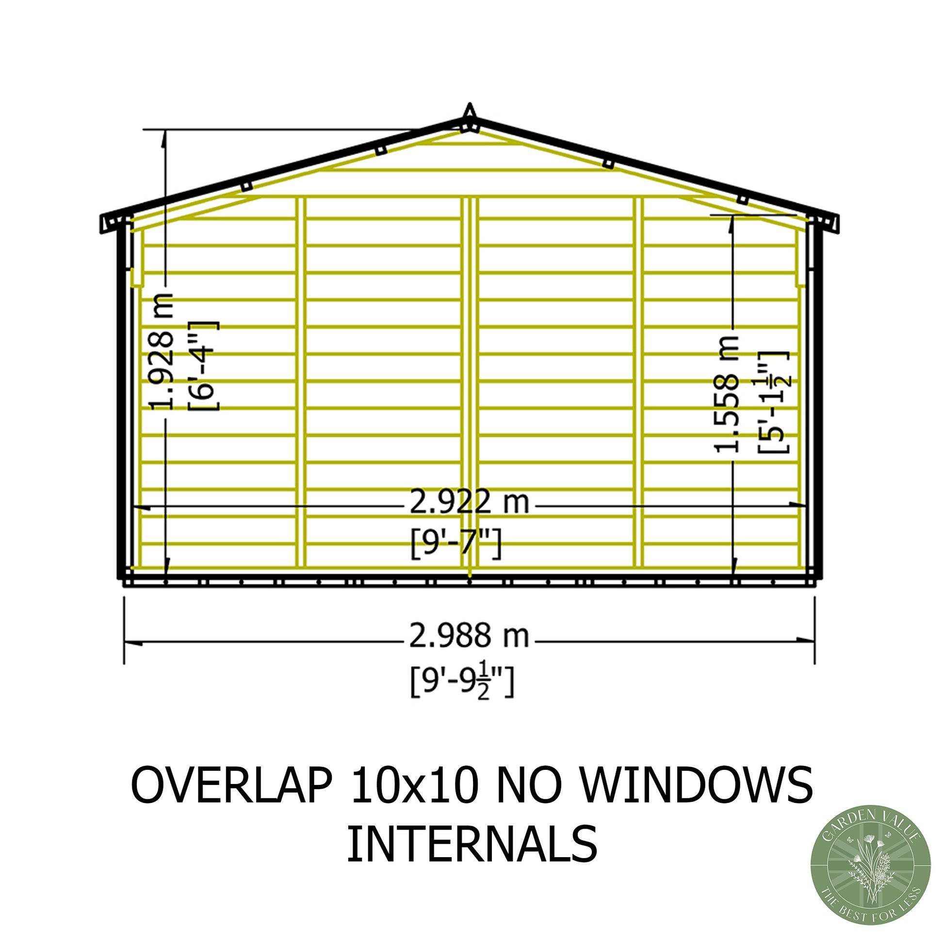 Shire 10x10 Overlap Double Door Shed No windows OVEN1010DOL-1AA