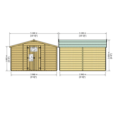Shire 10x10 Overlap Double Door Shed No windows OVEN1010DOL-1AA