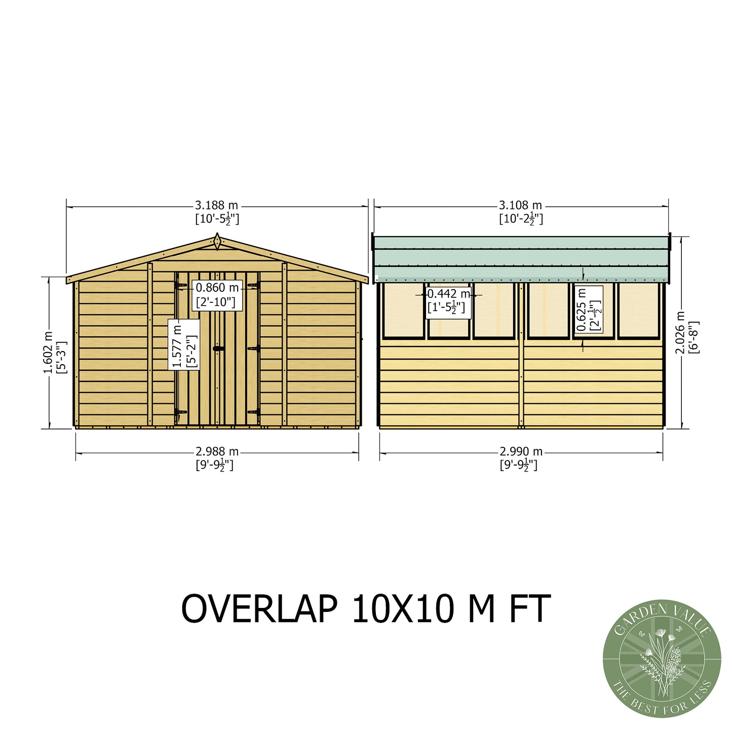 Shire 10x10 Overlap Double Door Shed OVED1010DOL-1AA
