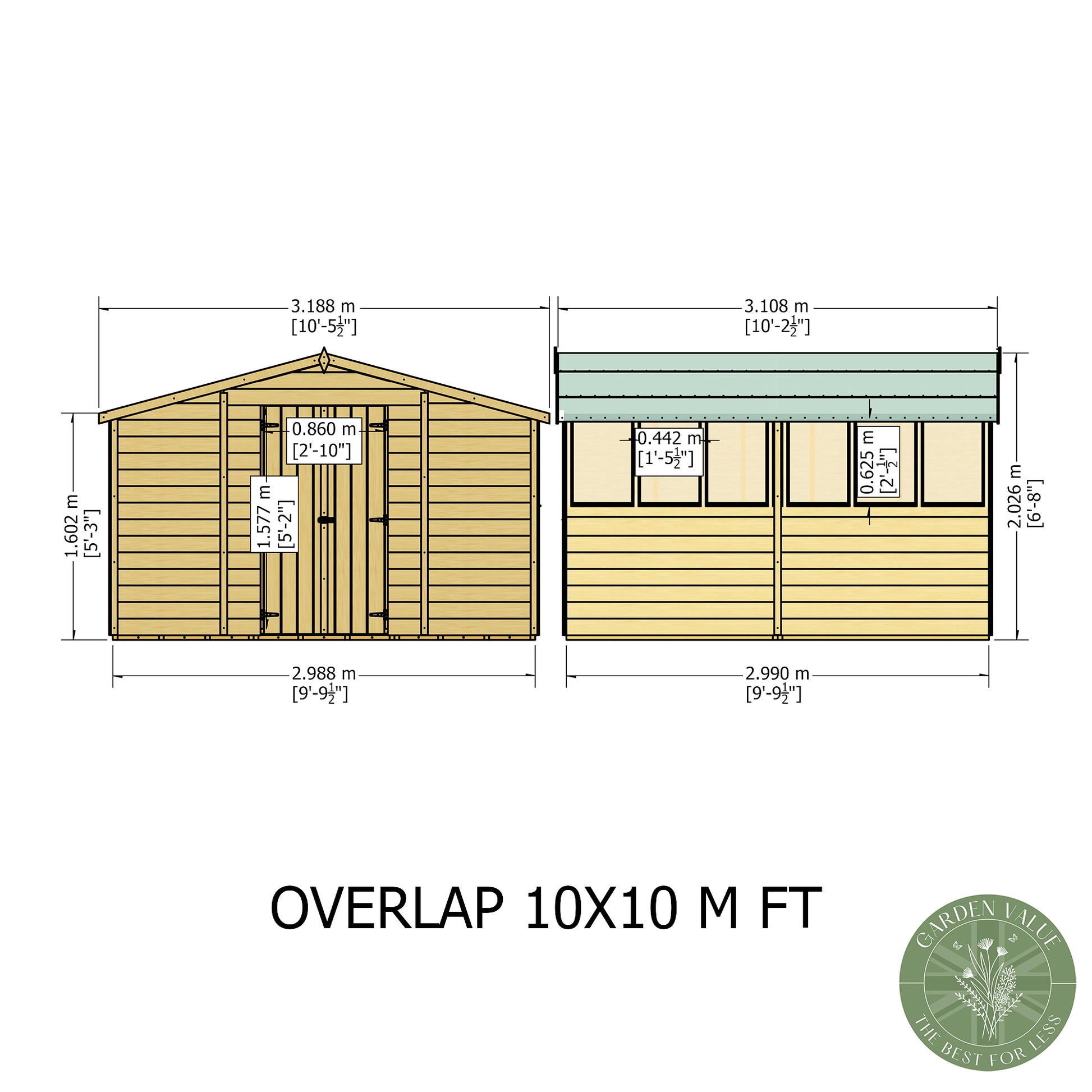 Shire 10x10 Overlap Double Door Shed OVED1010DOL-1AA