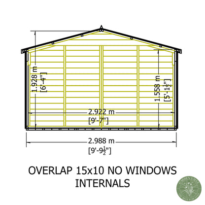 Shire 10x15 Overlap Double Door Shed No windows OVEN1015DOL-1AA