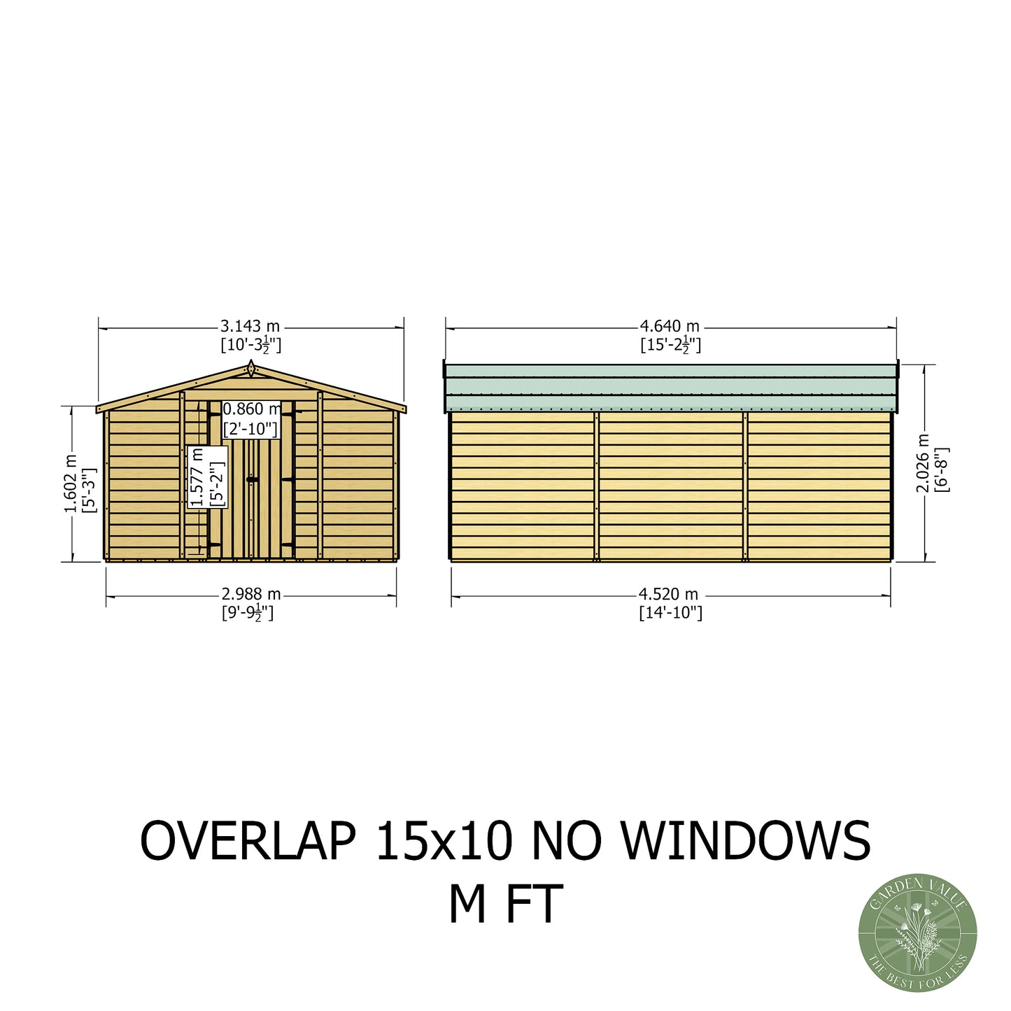 Shire 10x15 Overlap Double Door Shed No windows OVEN1015DOL-1AA