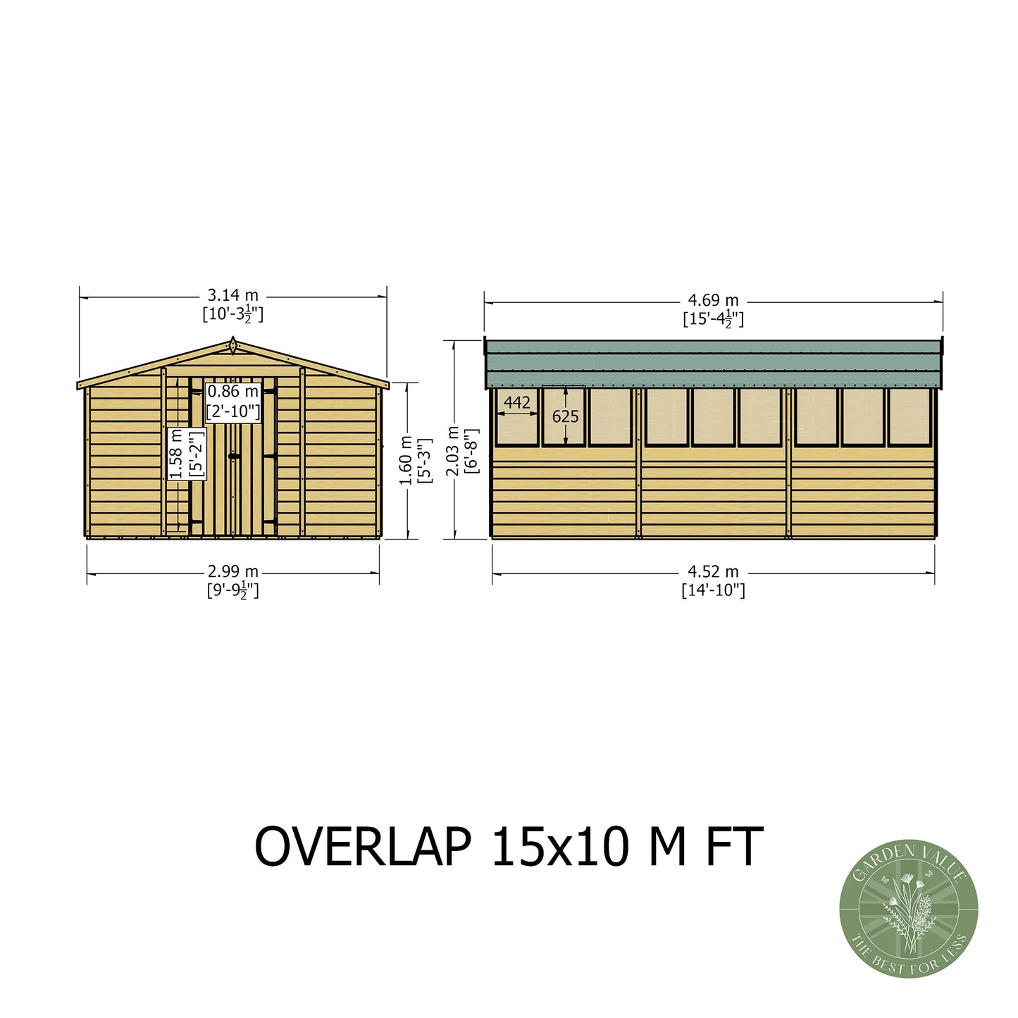 Shire 10x15 Overlap Double Door Shed OVED1015DOL-1AA