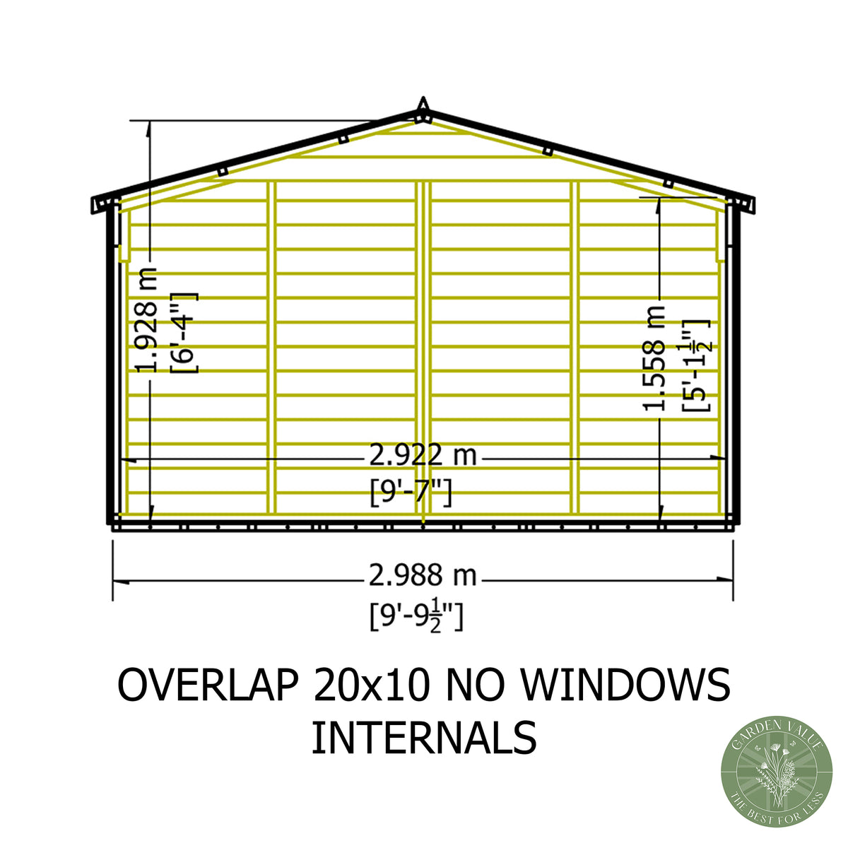 Shire 10x20 Overlap Double Door Shed No windows OVEN1020DOL-1AA