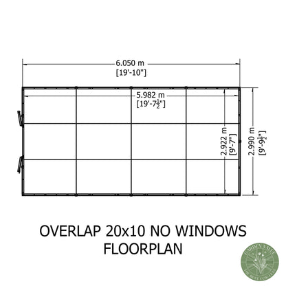 Shire 10x20 Overlap Double Door Shed No windows OVEN1020DOL-1AA