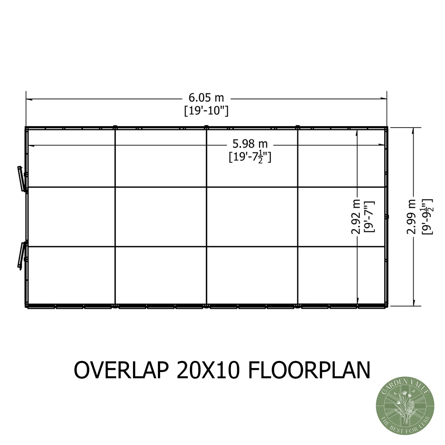 Shire 10x20 Overlap Double Door Shed OVED1020DOL-1AA