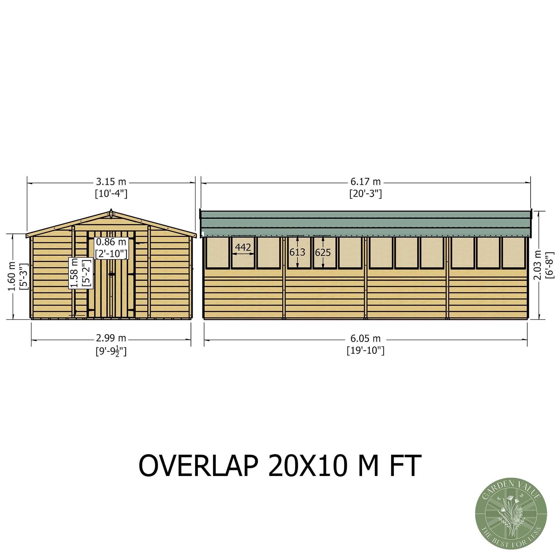 Shire 10x20 Overlap Double Door Shed OVED1020DOL-1AA