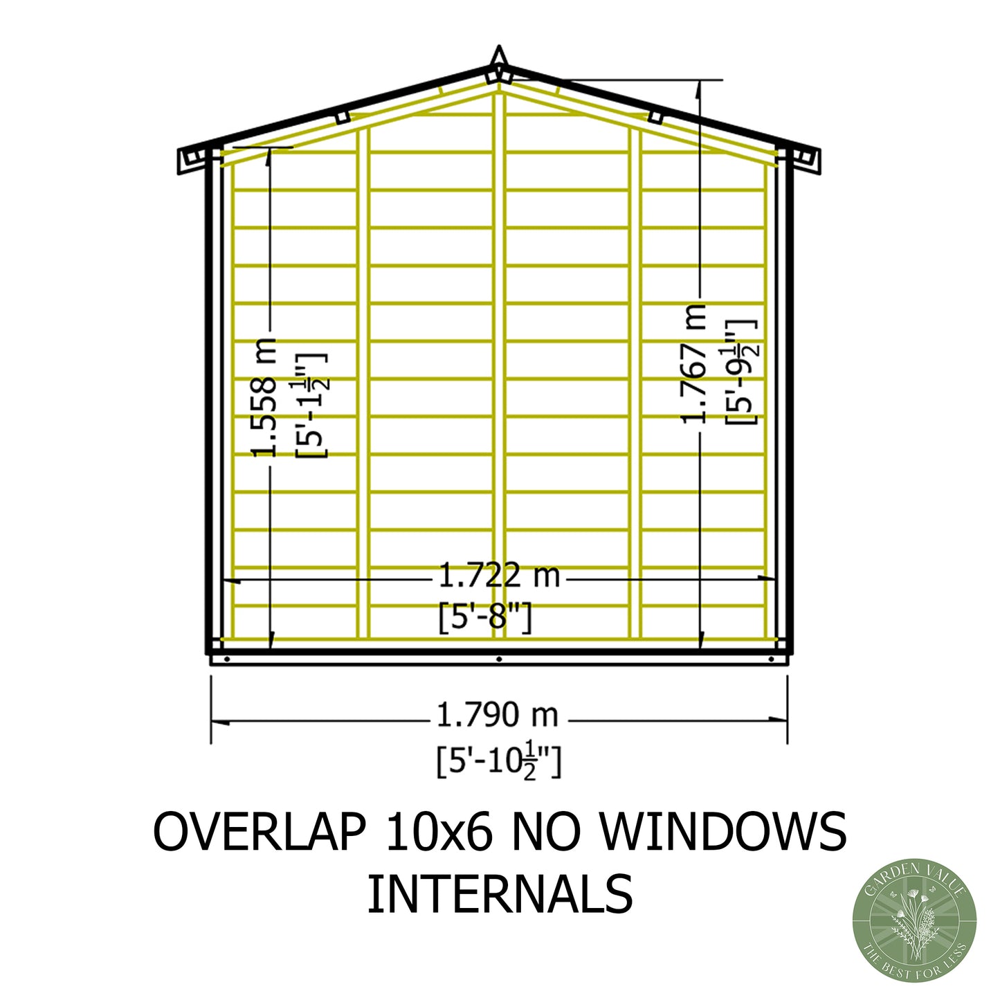 Shire 10x6 Overlap Double Door Shed No windows OVEN1006DOL-1AA