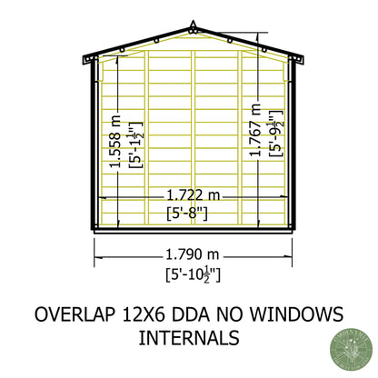 Shire 12x6 Overlap Double Door Shed No windows OVED1206DOL-1AA