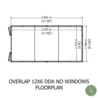 Shire 12x6 Overlap Double Door Shed No windows OVED1206DOL-1AA