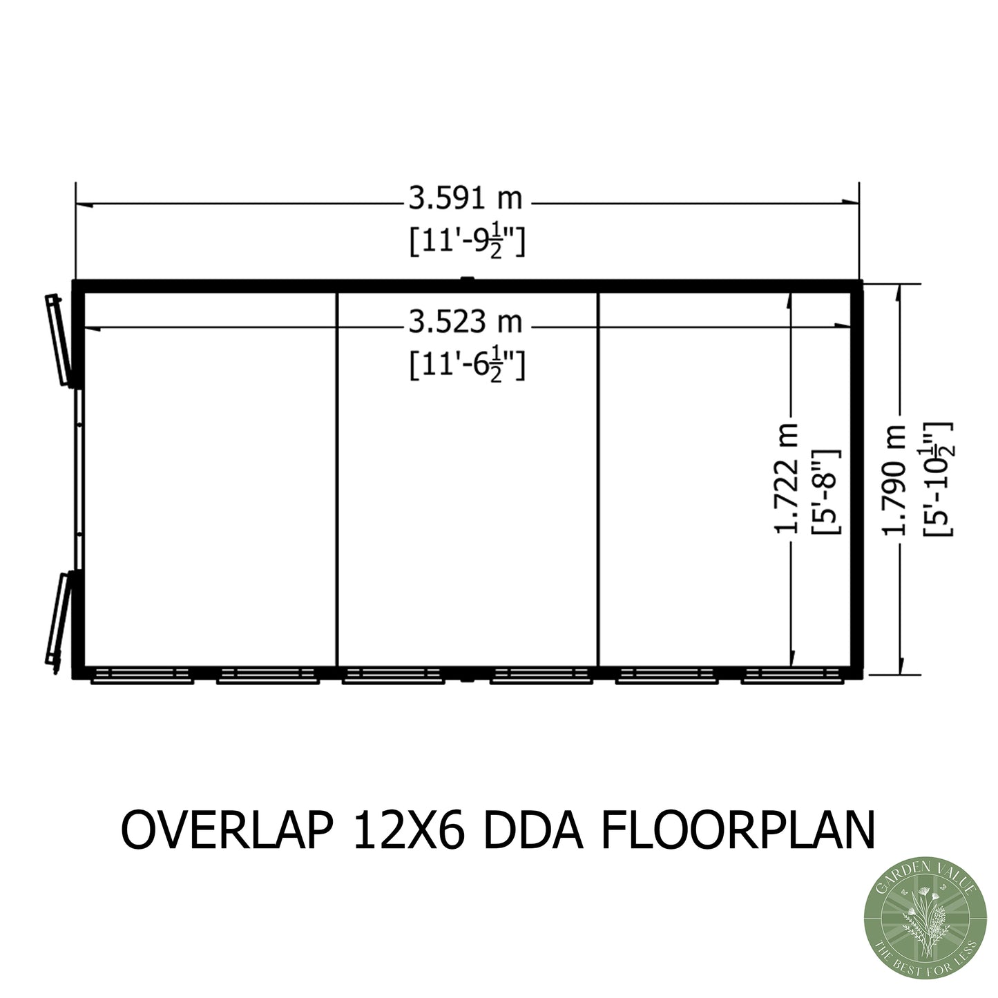 Shire 12x6 Overlap Double Door Shed OVEW1206DOL-1AA