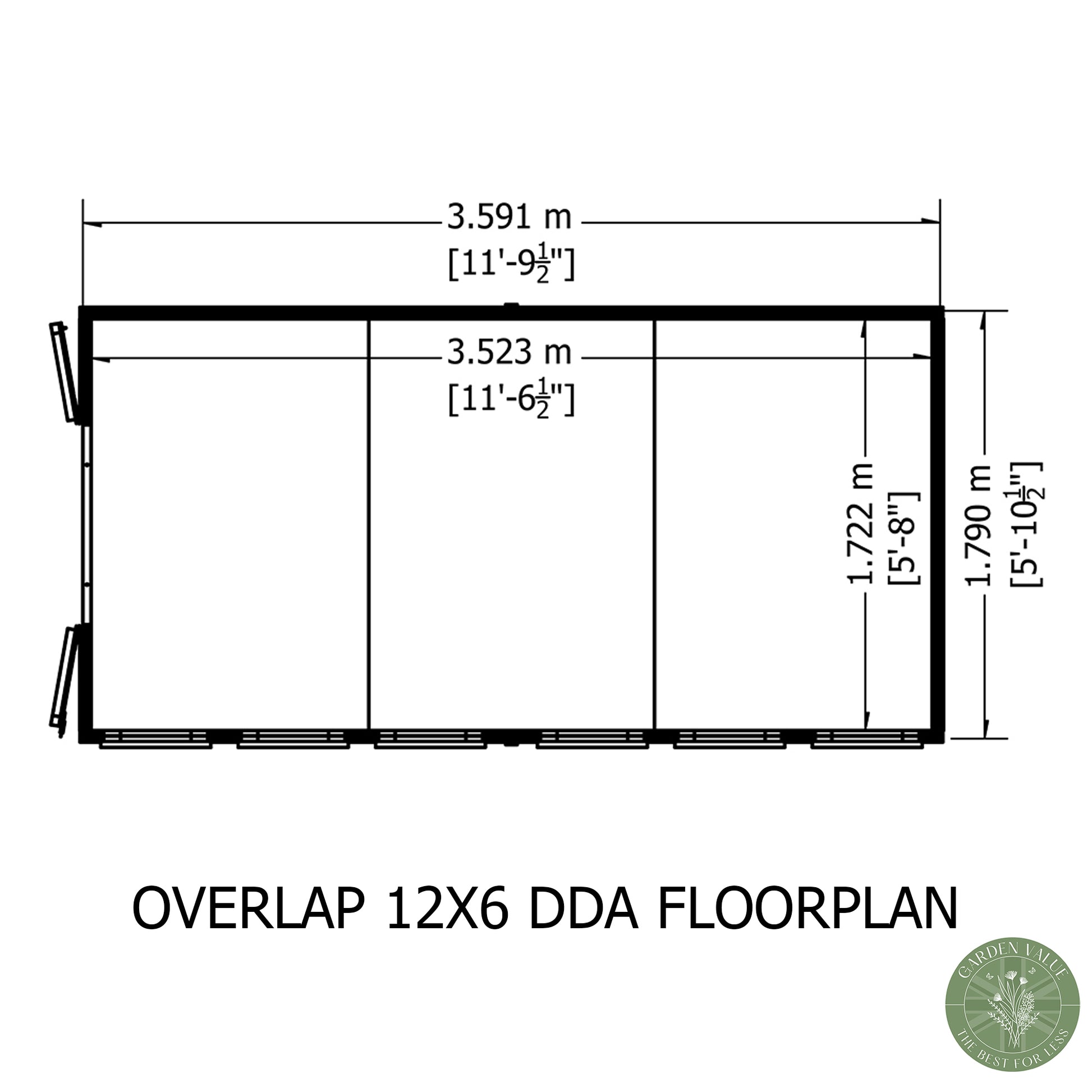 Shire 12x6 Overlap Double Door Shed OVEW1206DOL-1AA