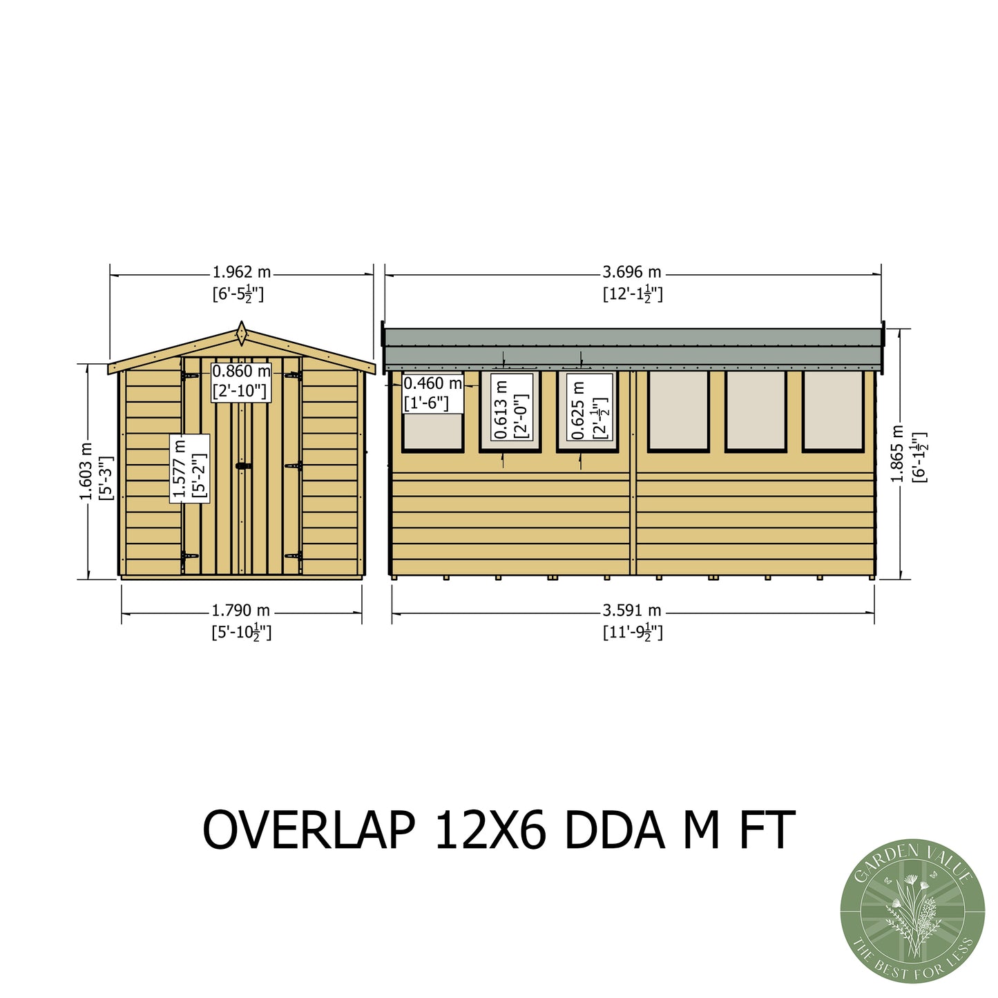 Shire 12x6 Overlap Double Door Shed OVEW1206DOL-1AA