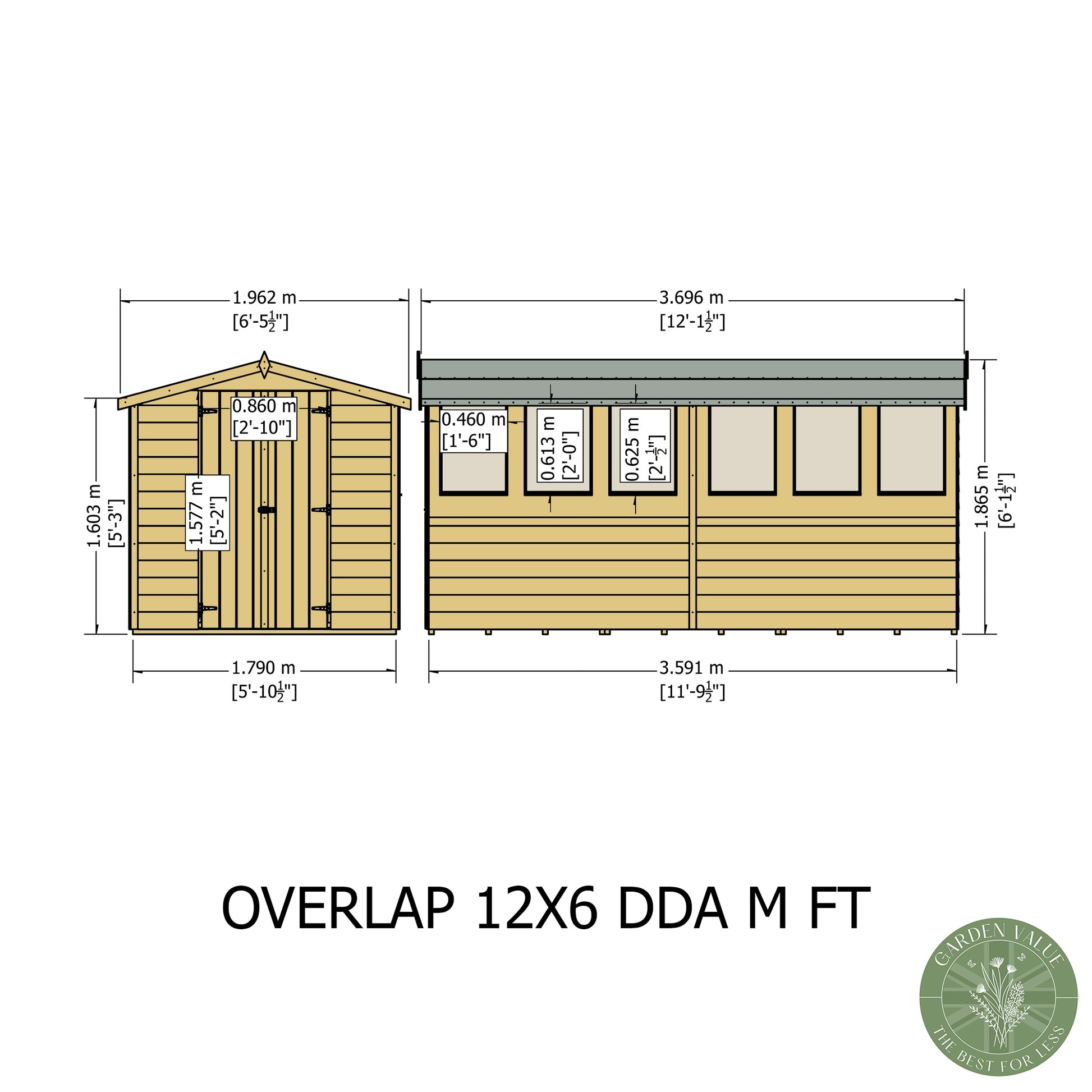 Shire 12x6 Overlap Double Door Shed OVEW1206DOL-1AA