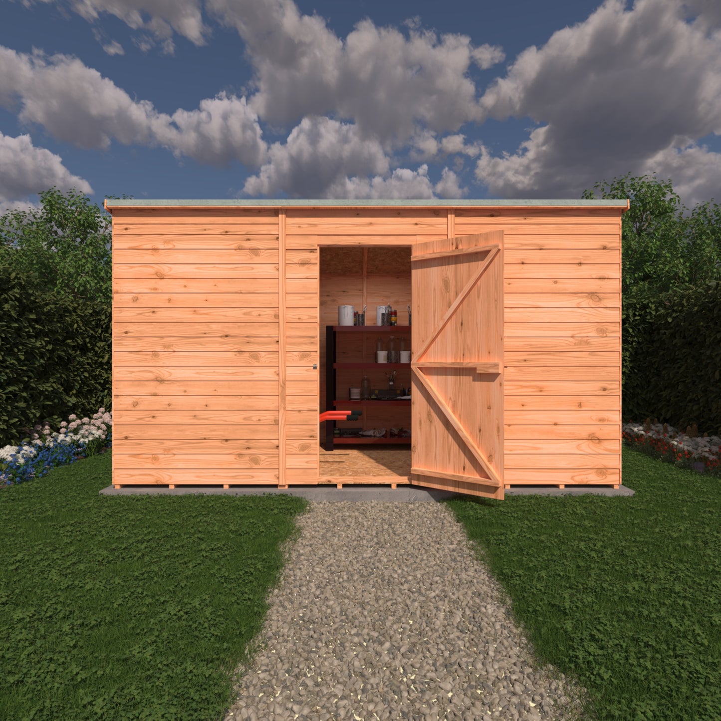 Shire 12x6 Overlap Single Door Pent Shed No windows OVPN1206DOL-1AA