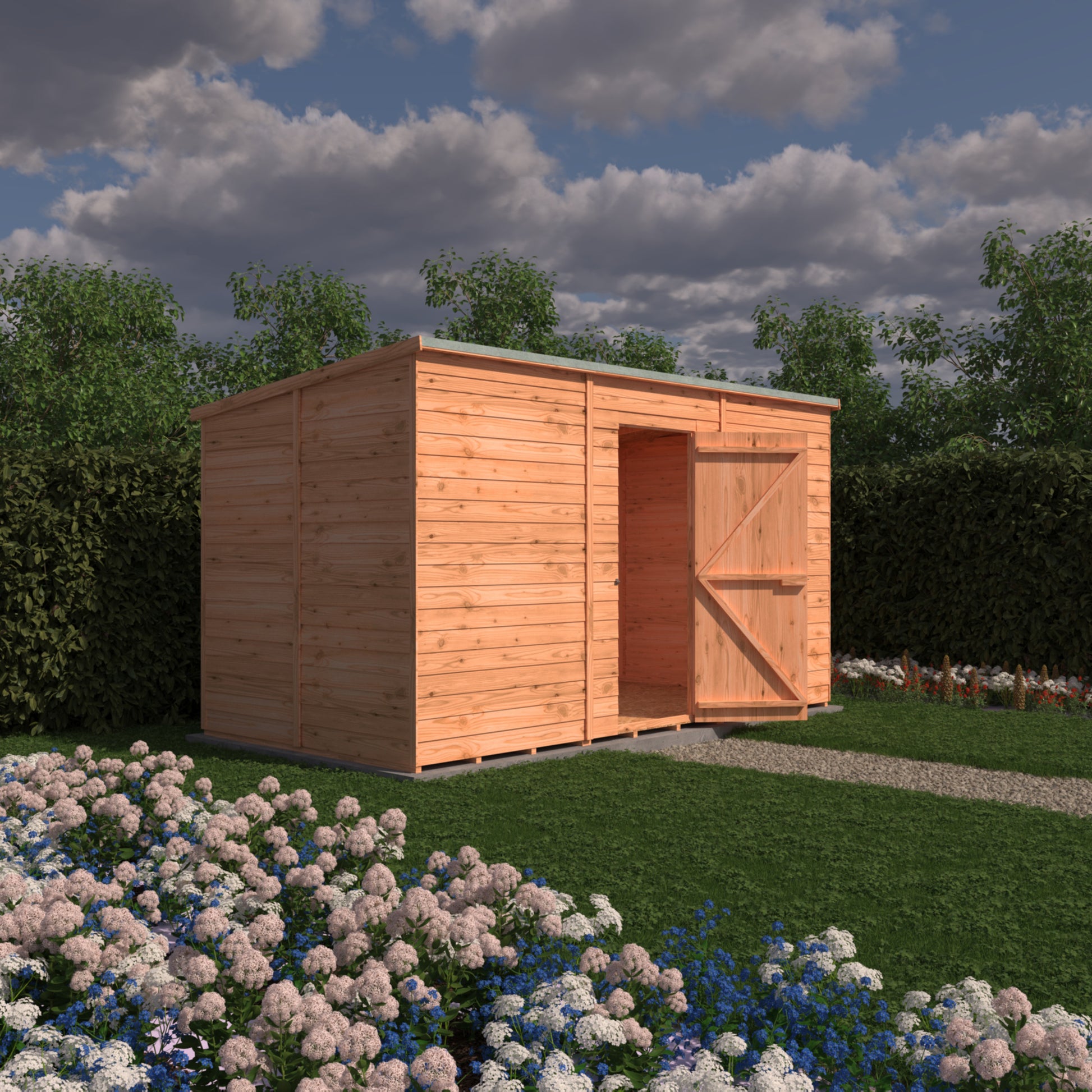 Shire 12x6 Overlap Single Door Pent Shed No windows OVPN1206DOL-1AA