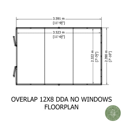 Shire 12x8 Overlap Double Door Shed No windows OVEN1208DOL-1AA