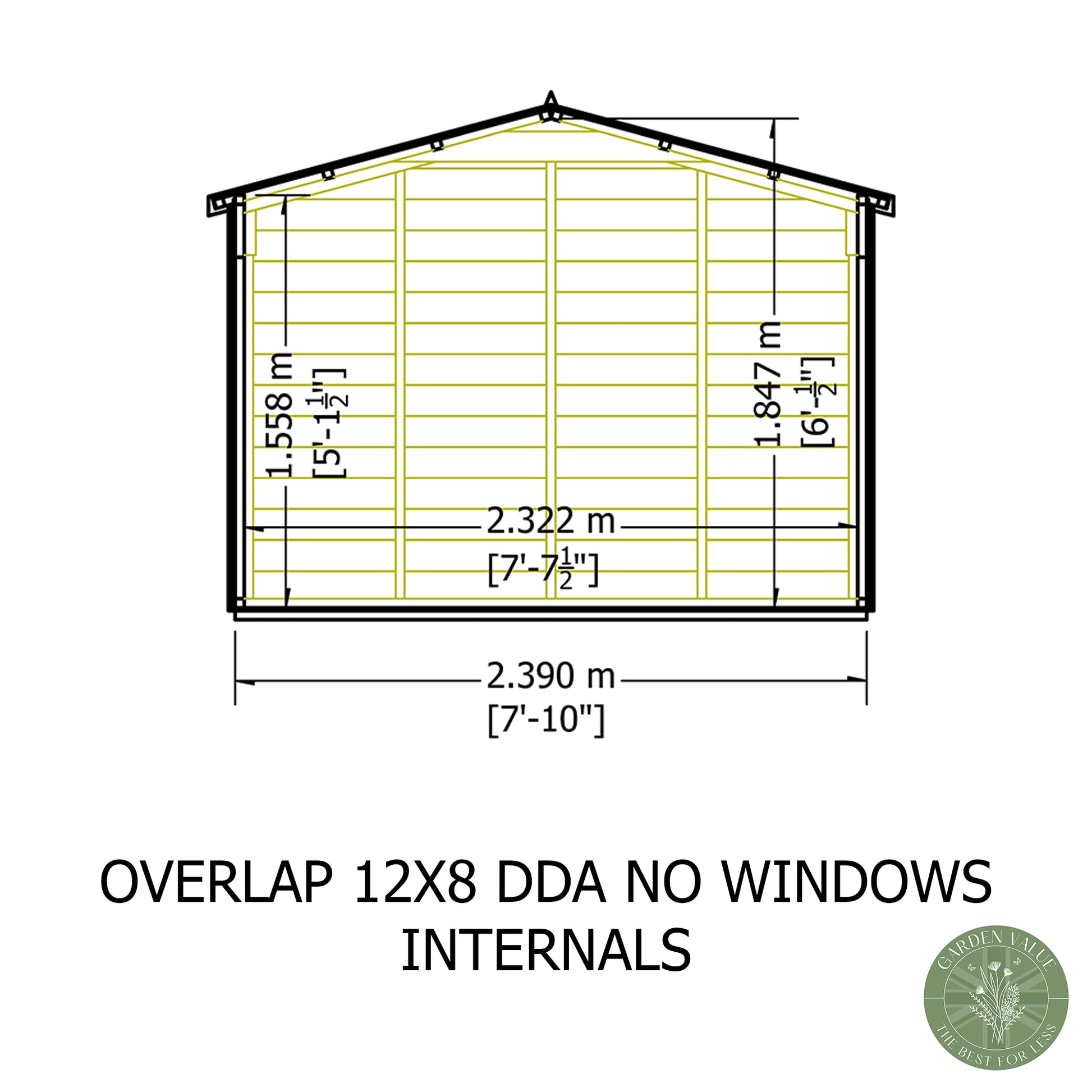 Shire 12x8 Overlap Double Door Shed No windows OVEN1208DOL-1AA