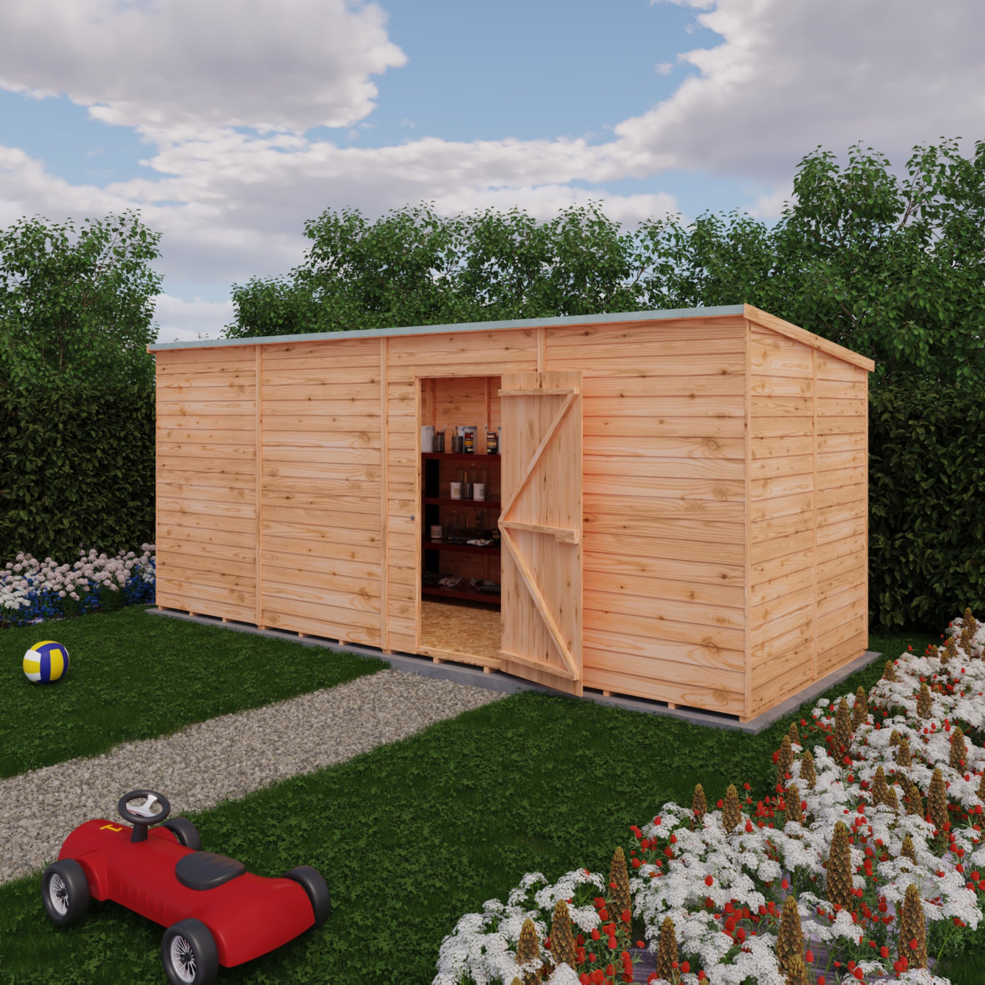 Shire 16x6 Overlap Single Door Pent Shed No Windows OVPN1606DOL-1AA