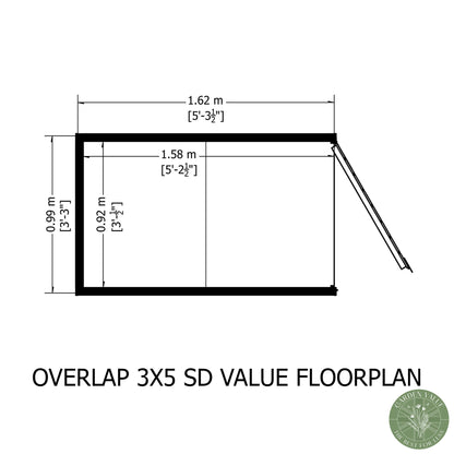 Shire 3x5 Overlap Single Door Shed OVED0305DOL-1AA