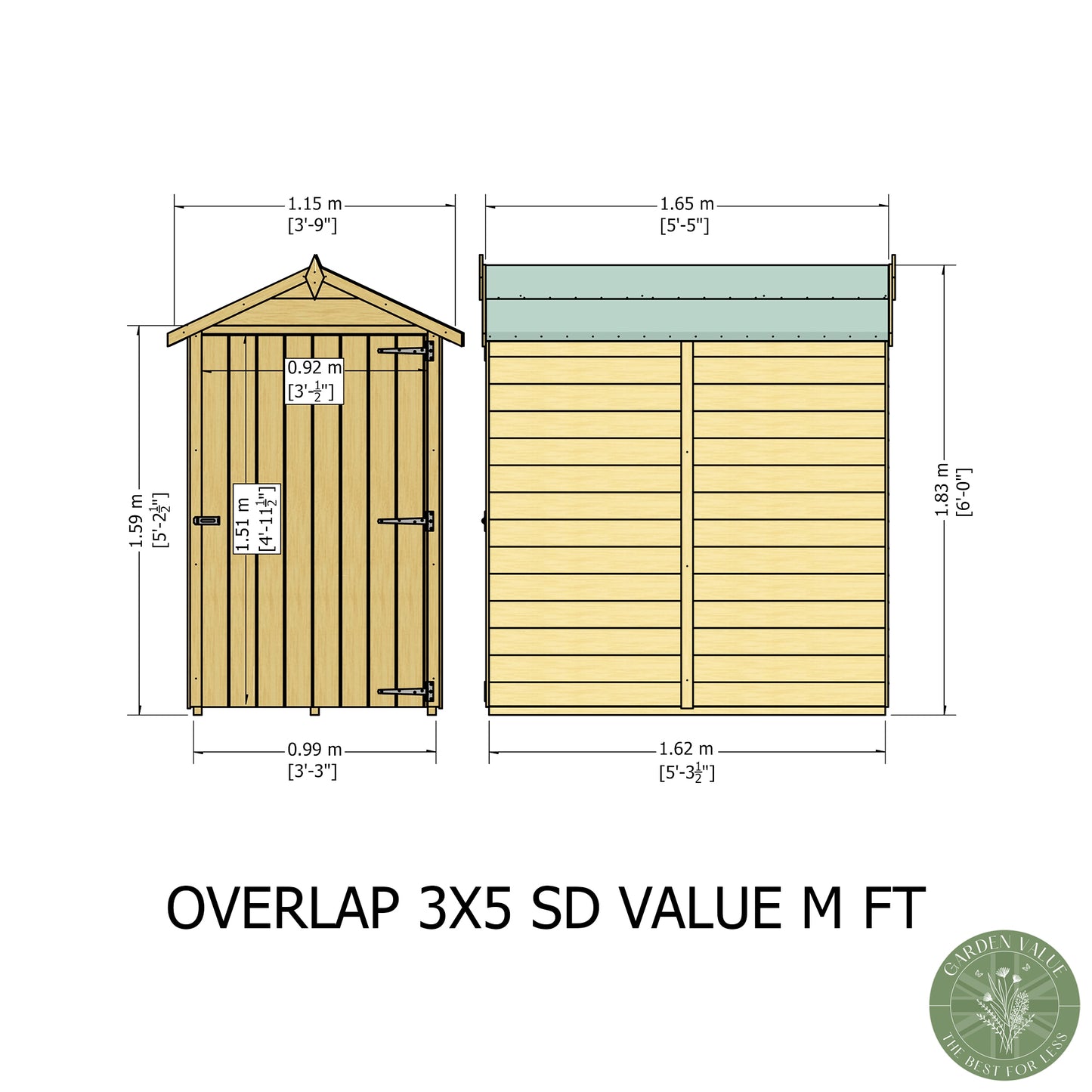 Shire 3x5 Overlap Single Door Shed OVED0305DOL-1AA