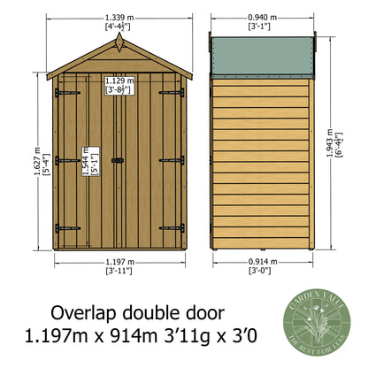 Shire 4x3 Double Door Overlap Pressure Treated Shed OVED0403POL-1AA