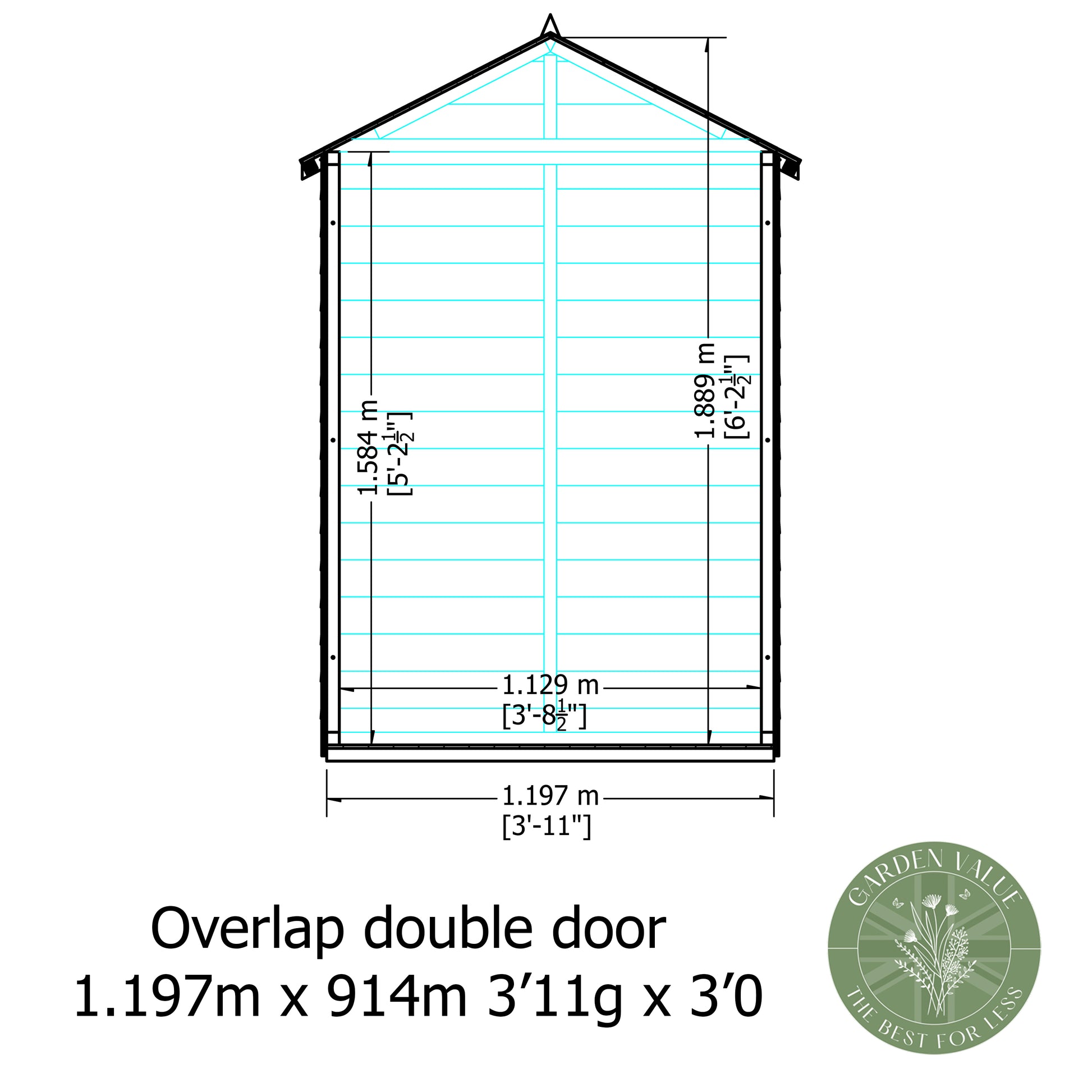 Shire 4x3 Double Door Overlap Pressure Treated Shed OVED0403POL-1AA
