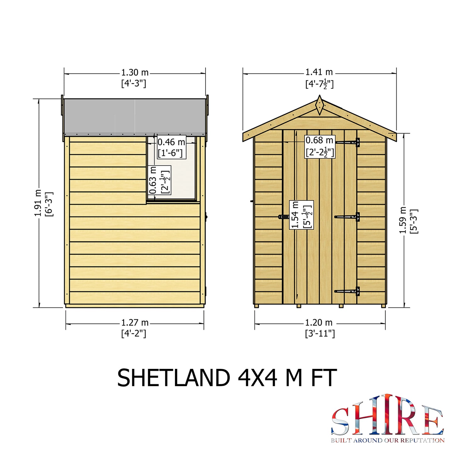Shire 4x4 Shetland Shiplap Apex Shed SHET0404DSL-1AA