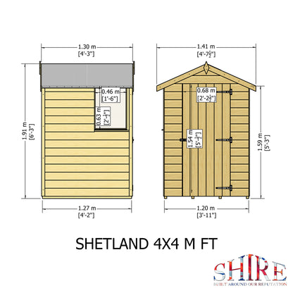 Shire 4x4 Shetland Shiplap Apex Shed SHET0404DSL-1AA