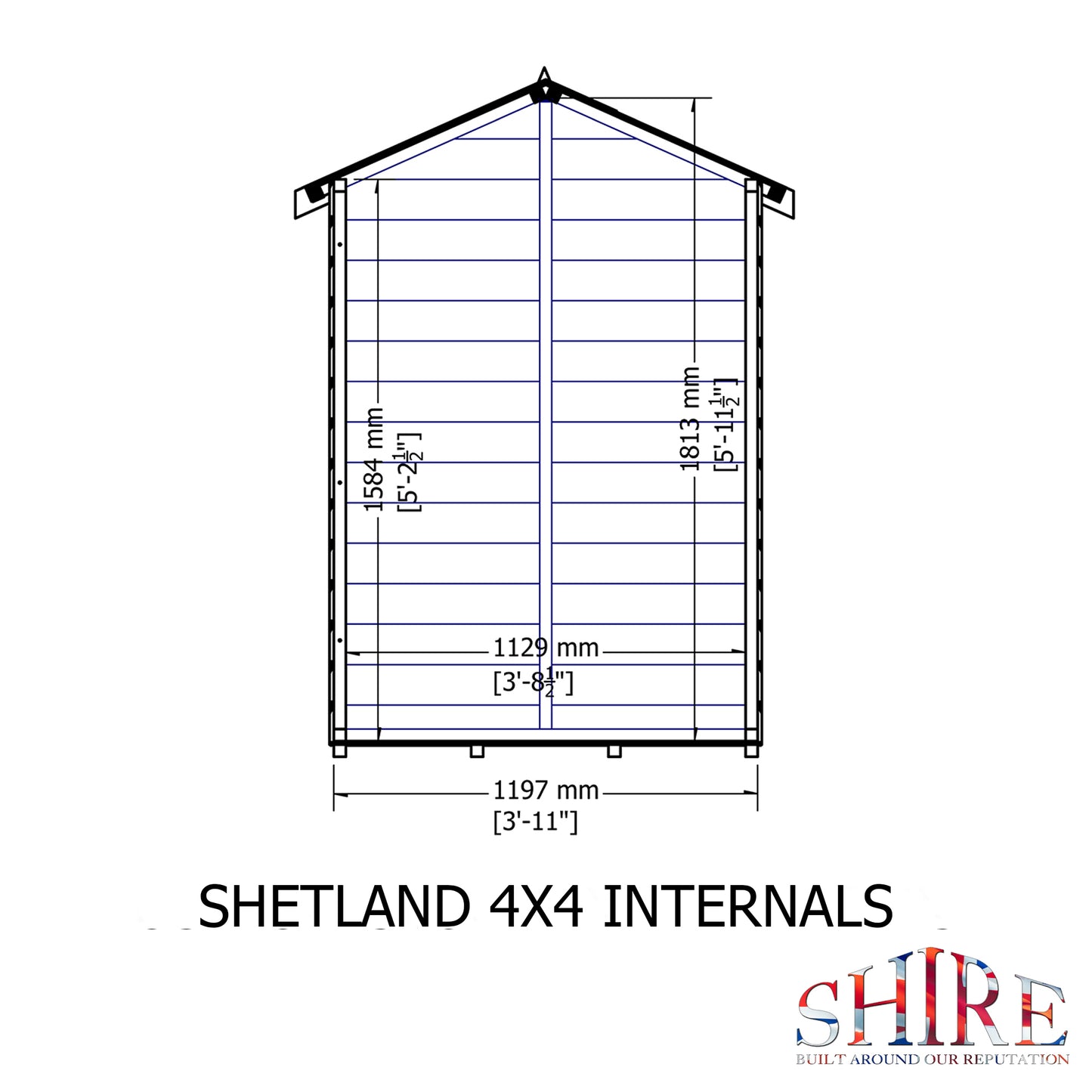Shire 4x4 Shetland Shiplap Apex Shed SHET0404DSL-1AA