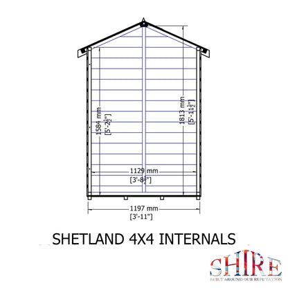 Shire 4x4 Shetland Shiplap Apex Shed SHET0404DSL-1AA