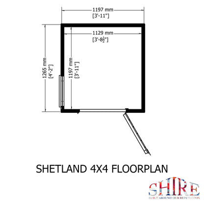 Shire 4x4 Shetland Shiplap Apex Shed SHET0404DSL-1AA