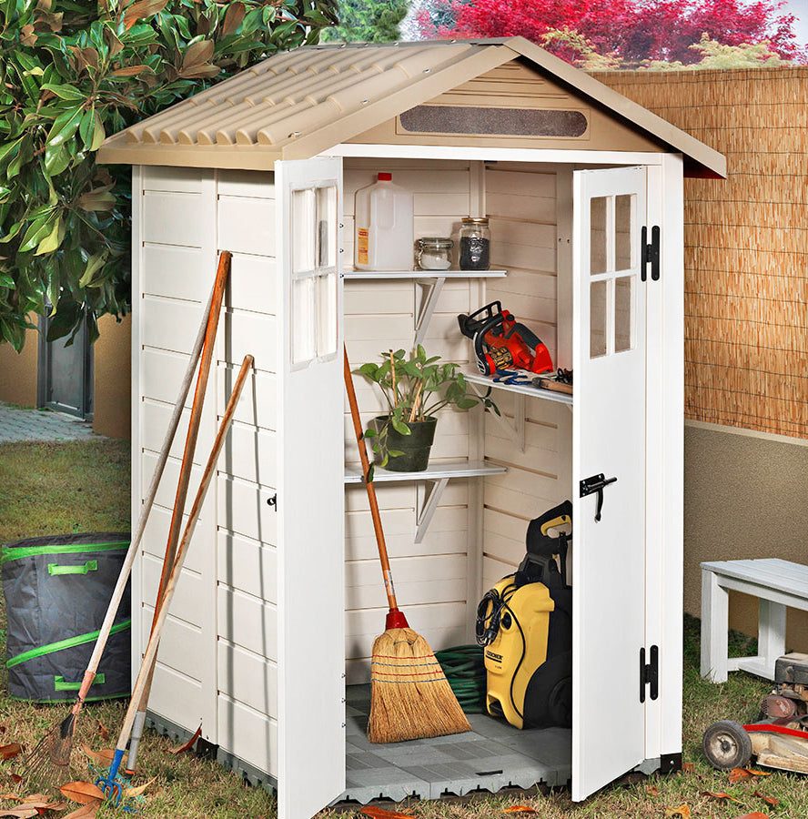 Shire 4x4 Tuscany Evo 120 Double Door Plastic Shed TEVO1202PVC-1AA