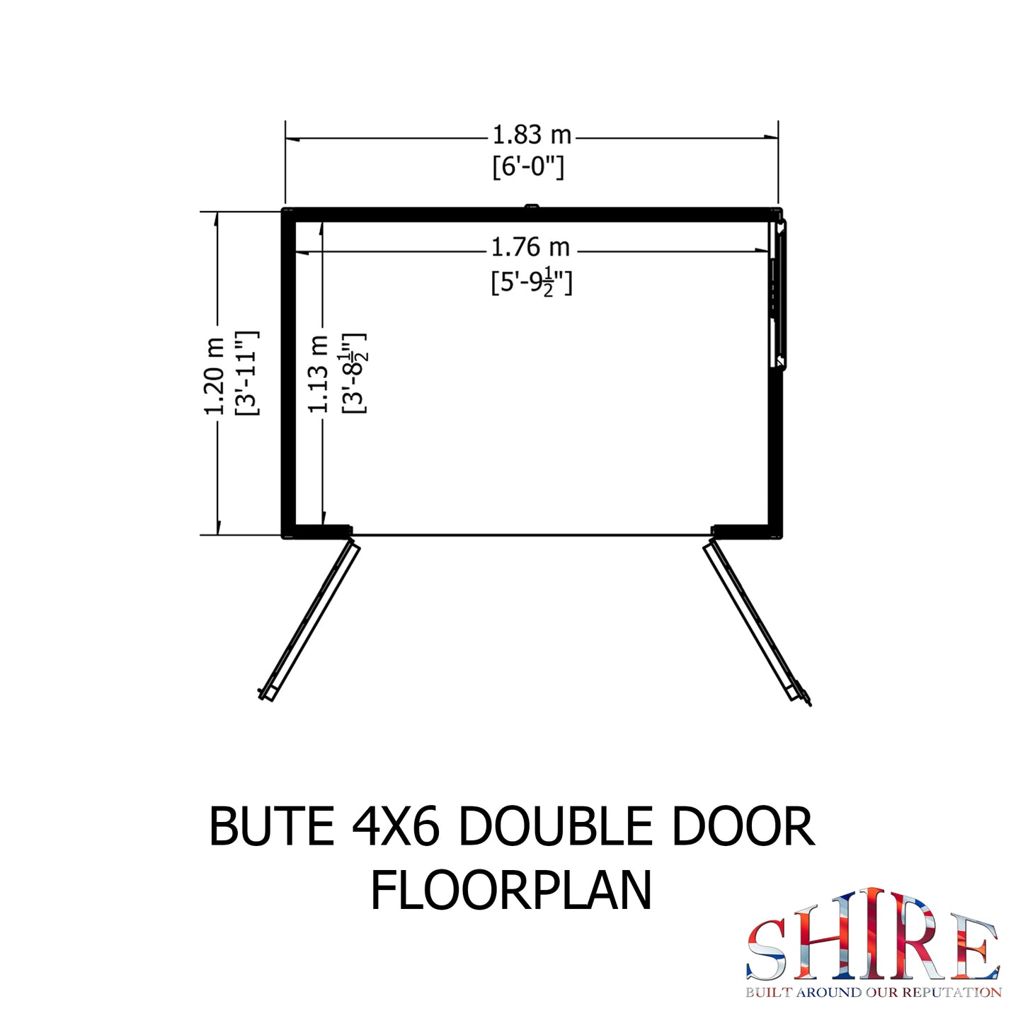 Shire 4x6 Bute Shiplap Apex Double Door Shed BUTE0406DSL-1AA
