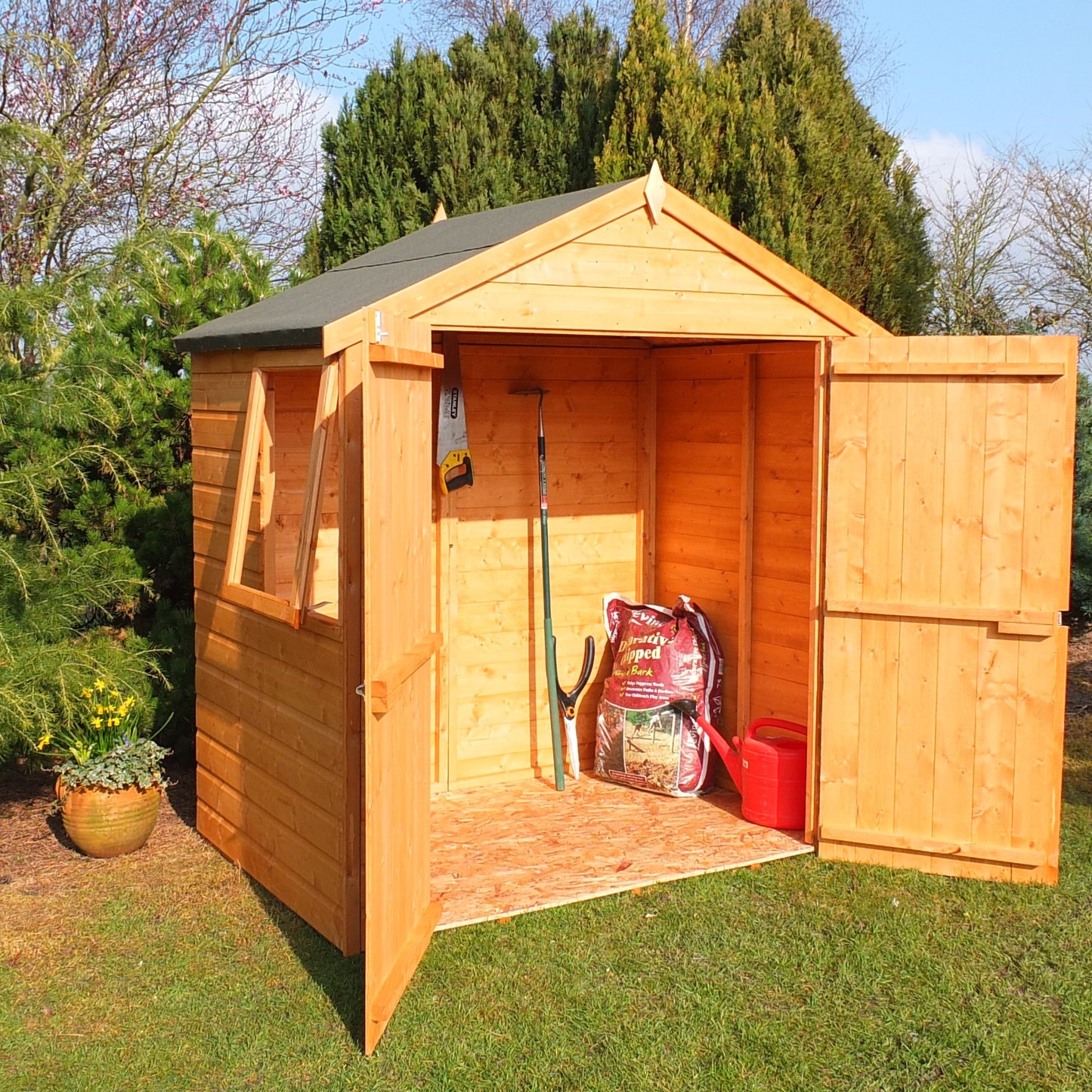 Shire 4x6 Bute Shiplap Apex Double Door Shed BUTE0406DSL-1AA