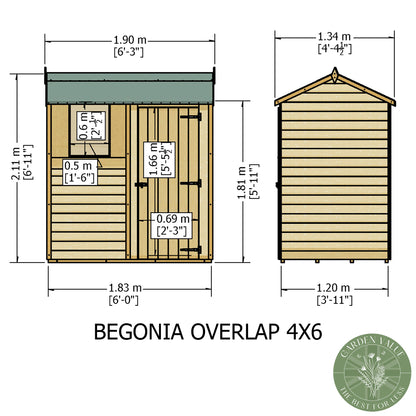 Shire 6x4 Overlap Single Door Apex Shed OVSR0604DOL-1AA