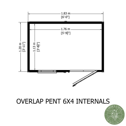 Shire 6x4 Overlap Single Door Pent Shed OVEP0604DOL-1AA