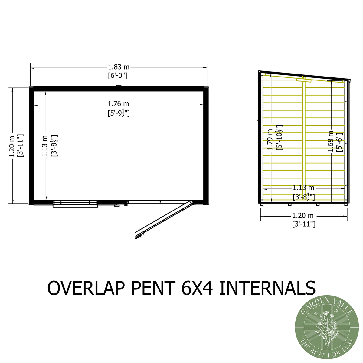 Shire 6x4 Overlap Single Door Pent Shed OVEP0604DOL-1AA