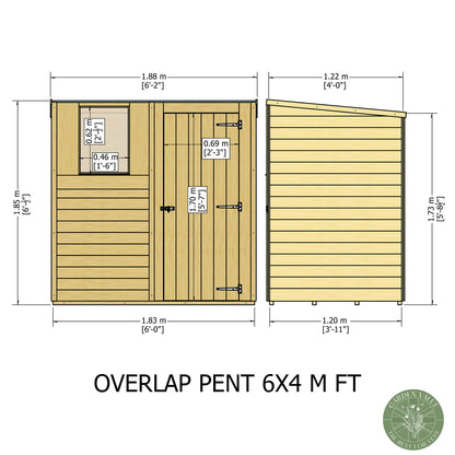 Shire 6x4 Overlap Single Door Pent Shed OVEP0604DOL-1AA