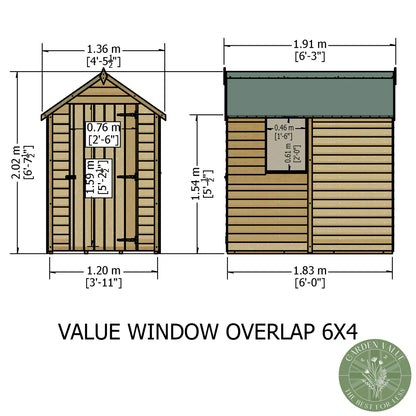 Shire 6x4 Overlap Single Door Shed with Window OSVW0604DOL-1AA