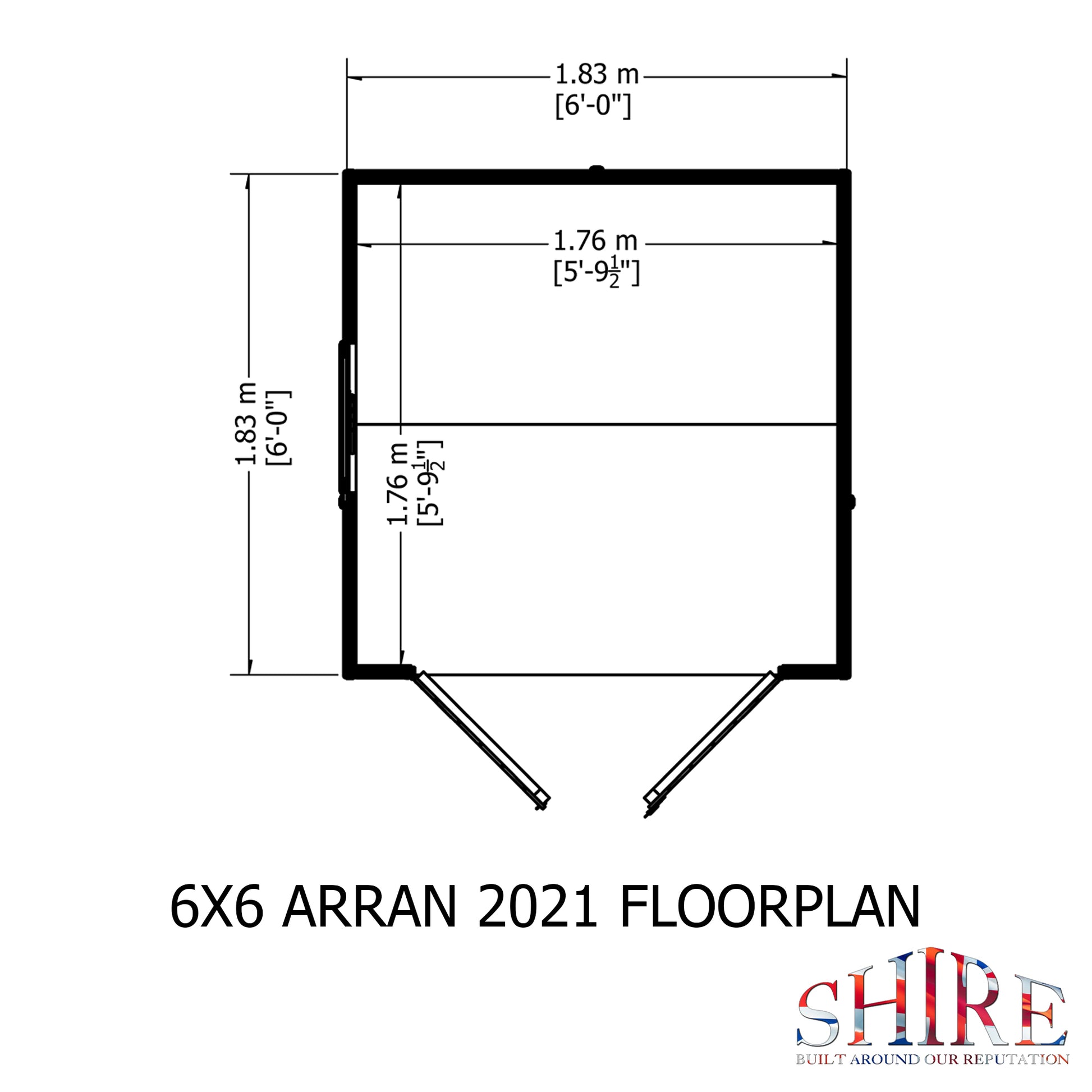 Shire 6x6 Arran Double Door Shed ARRA0606DSL-1AA
